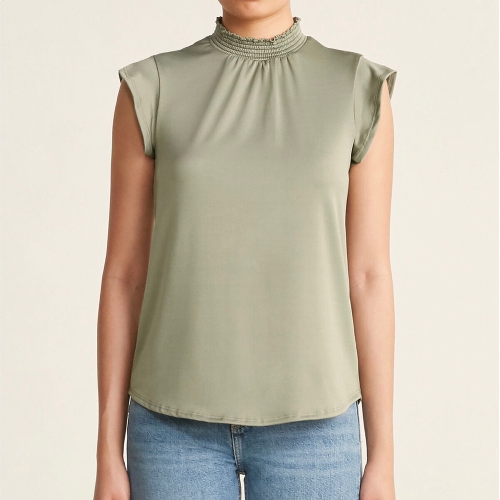 Smocked Mock Neck Top